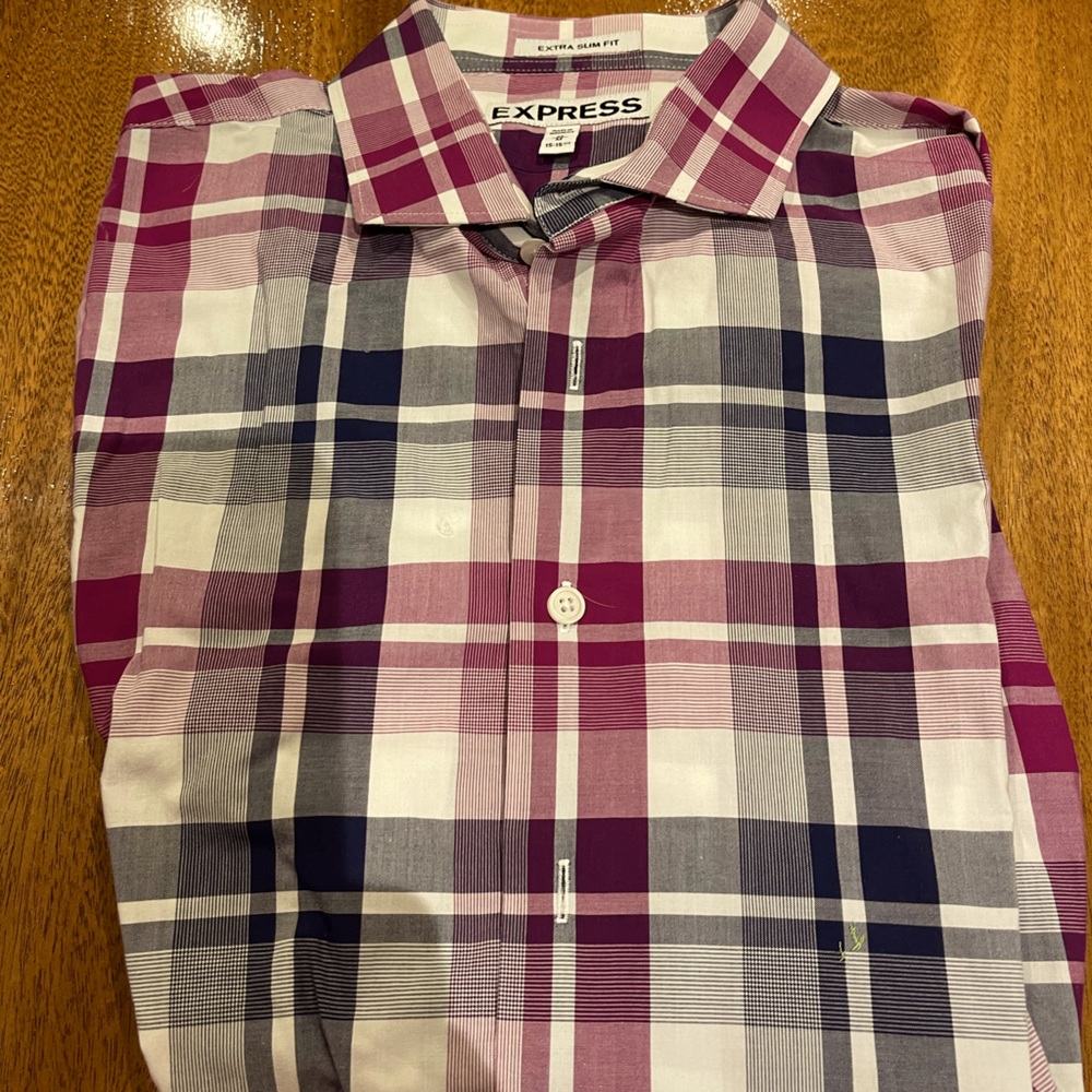 Men’s Express Plaid Shirt size M 15-15 1/2 extra Slim Fit